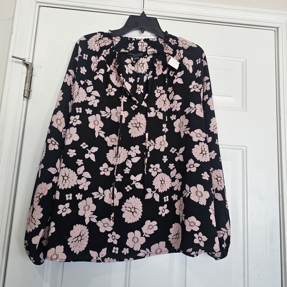 Social Standard By Sanctuary Tallie Dark Floral Smart Peasant Top Size XXL {13}
